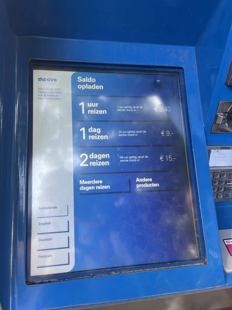 Ticket machine at a metro station, multiple languages can be selected to use.