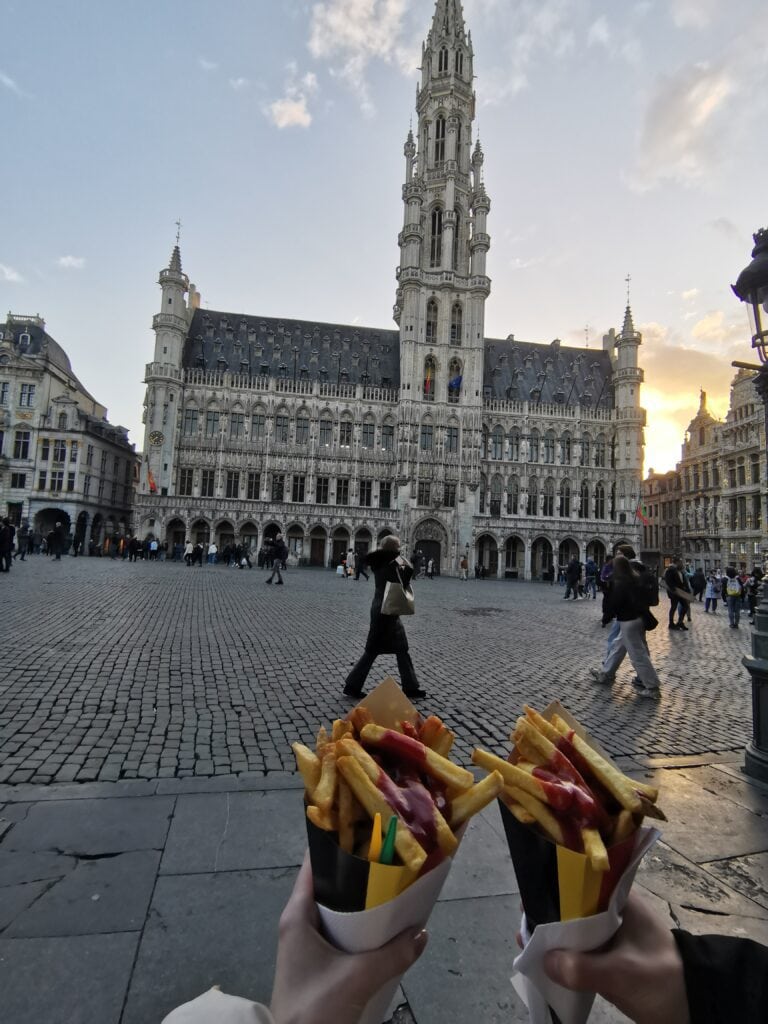 Belgian fries in front of the Grand Place, Brussels